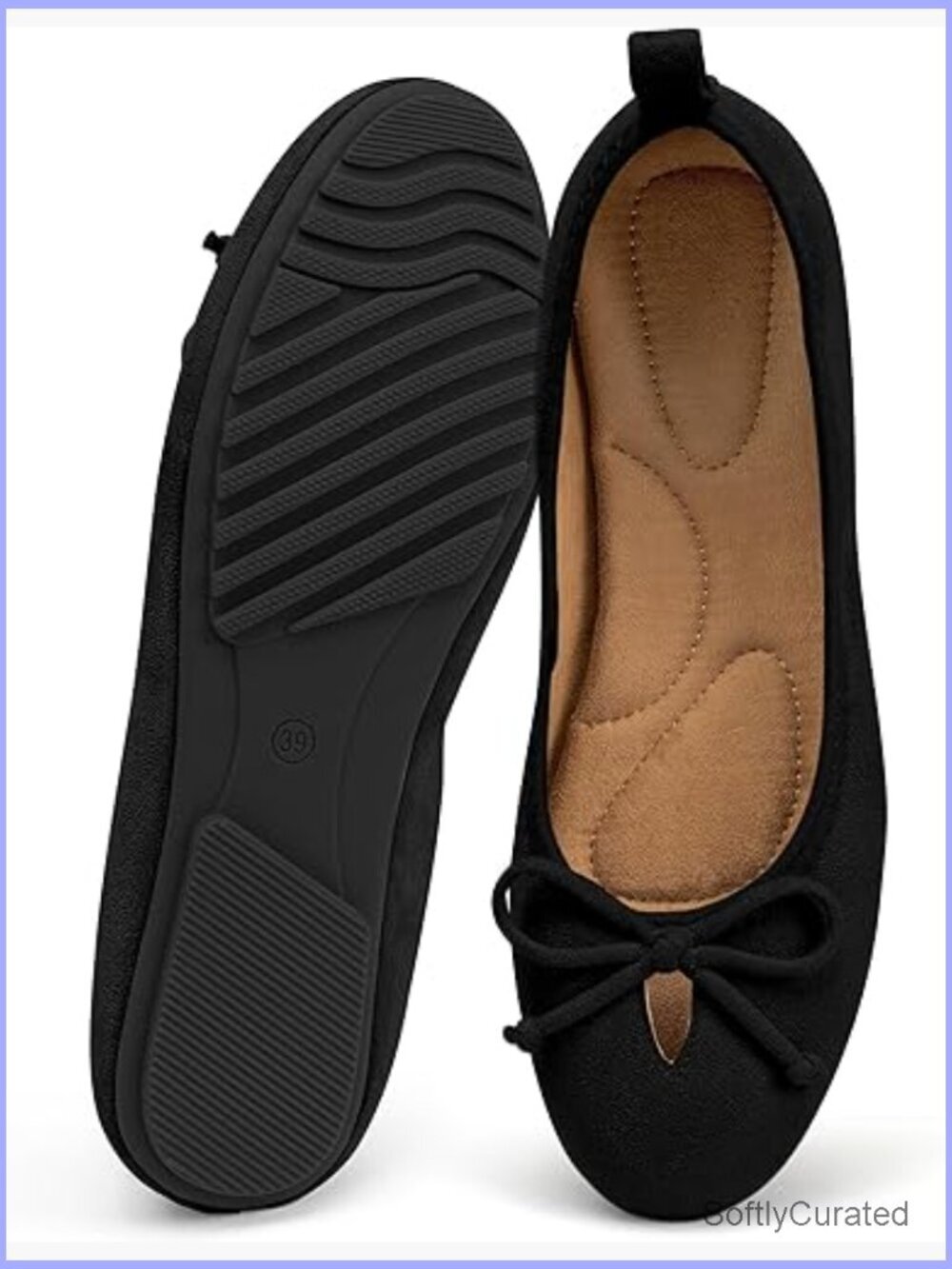 Foldable Ballet Flats with Memory Foam, Round Toe Slip-On Loafers for Work